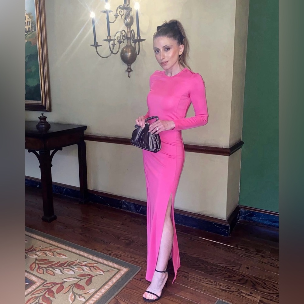Elizabeth and James Vibrant Pink Long Sleeve Dress